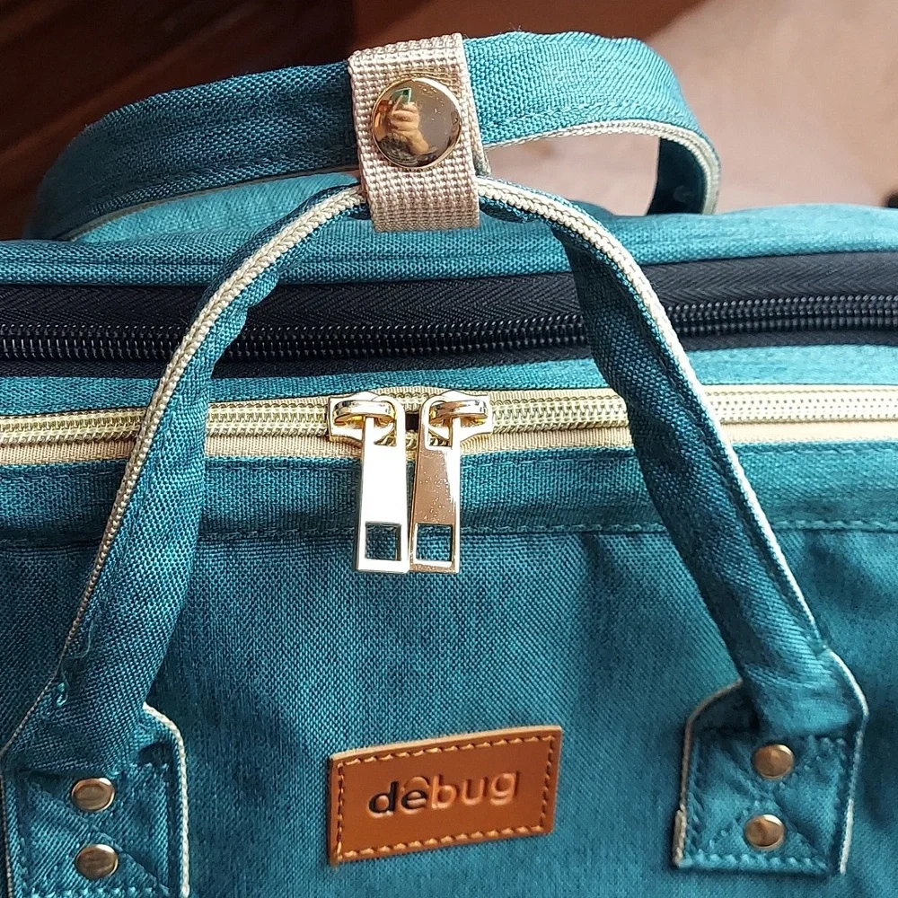 Debug Baby Diaper Bag Backpack Green Gold Large Capacity, Waterproof, Like New
